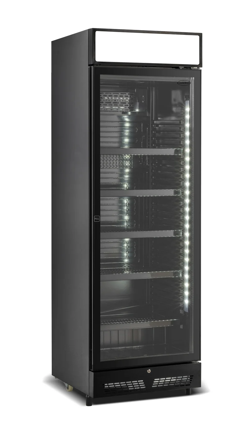 Kühlschrank 1 Glastür Schwarz Mit Canopy SVE-450 Blc - 650x543x1953 mm - 0,23 kW