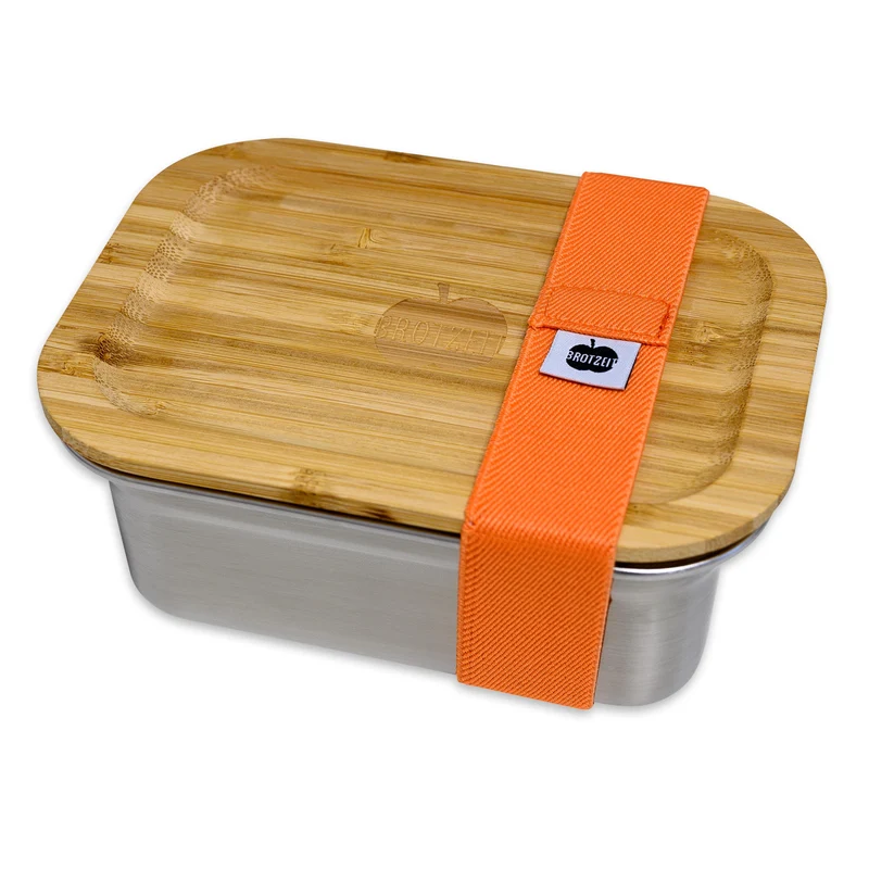 Brotzeit WOODY Lunchbox aus Edelstahl mit Bambusdeckel