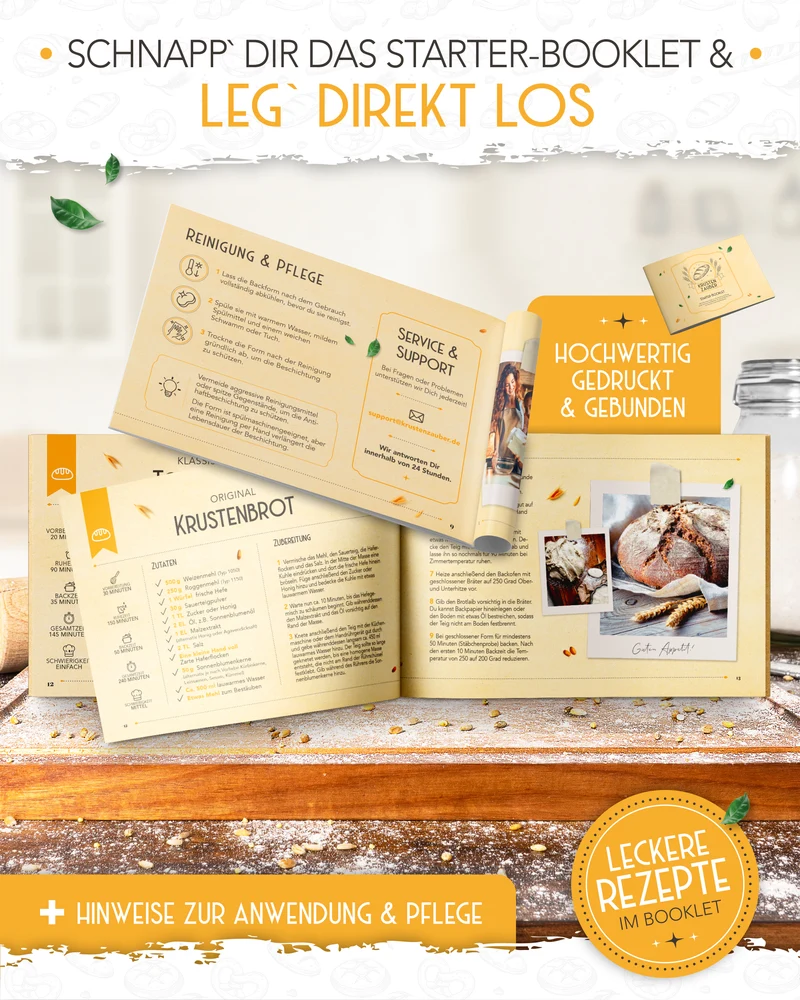 Einsteiger-Set – Gusseisentopf Emaille Rosa 4,7 l, Zubehör & Rezept-Booklet