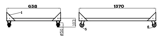 Unterbau Für Saladette 3 Türen - 1370x638x103 mm