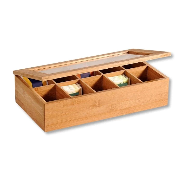 Bambus Teebox mit 10 Fächern
