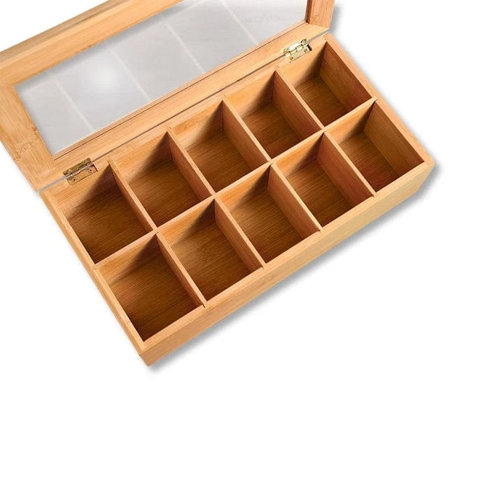 Bambus Teebox mit 10 Fächern