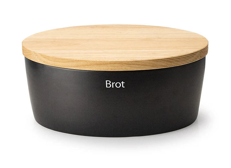 -Continenta- Brottopf oval Keramik mit Holzdeckel, 36 x 23 x 15,5 cm