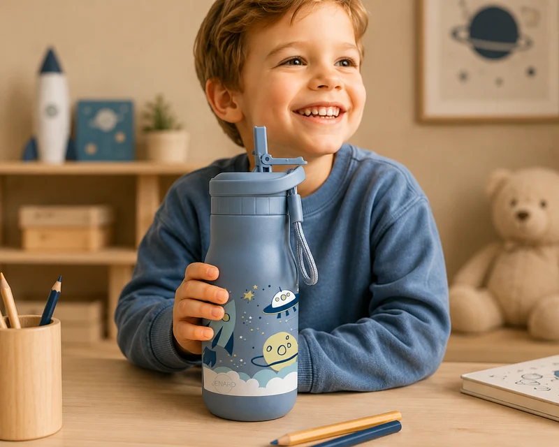 JENARD® Edelstahl Trinkflasche Kinder – Weltraum Blau