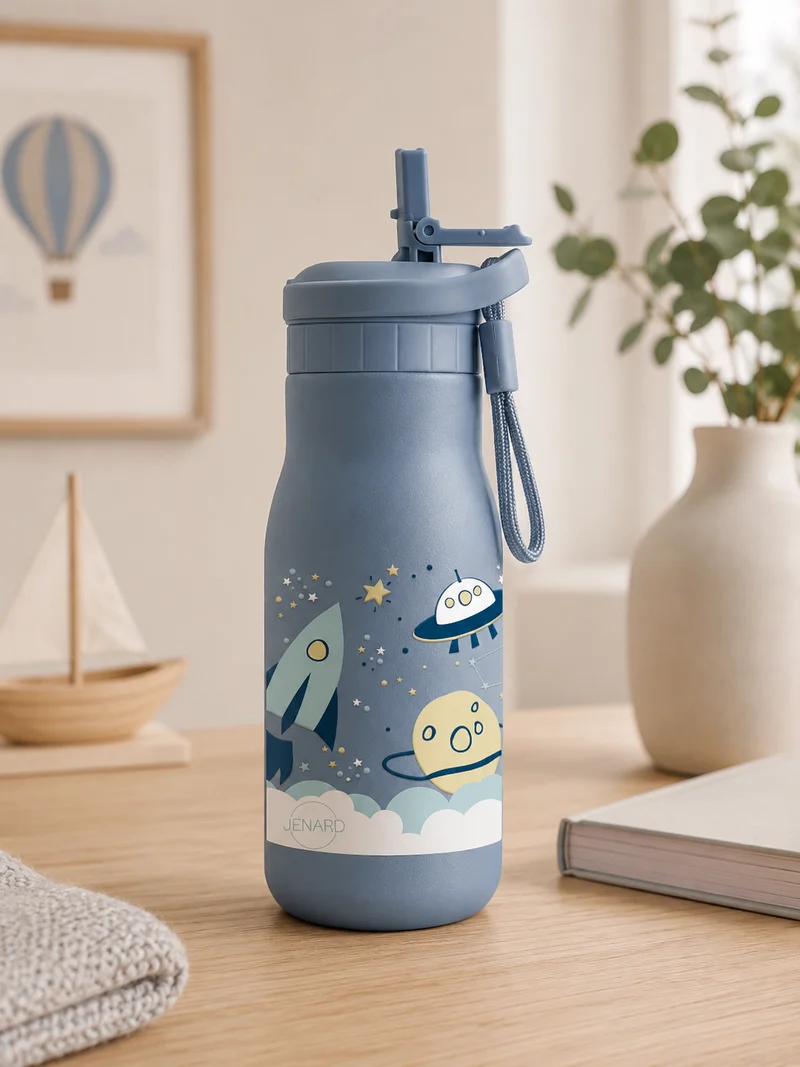 JENARD® Edelstahl Trinkflasche Kinder – Weltraum Blau