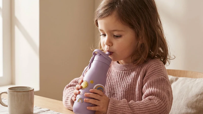 JENARD Brotdose & Trinkflasche Set für Kinder – Rosa | Regenbogen