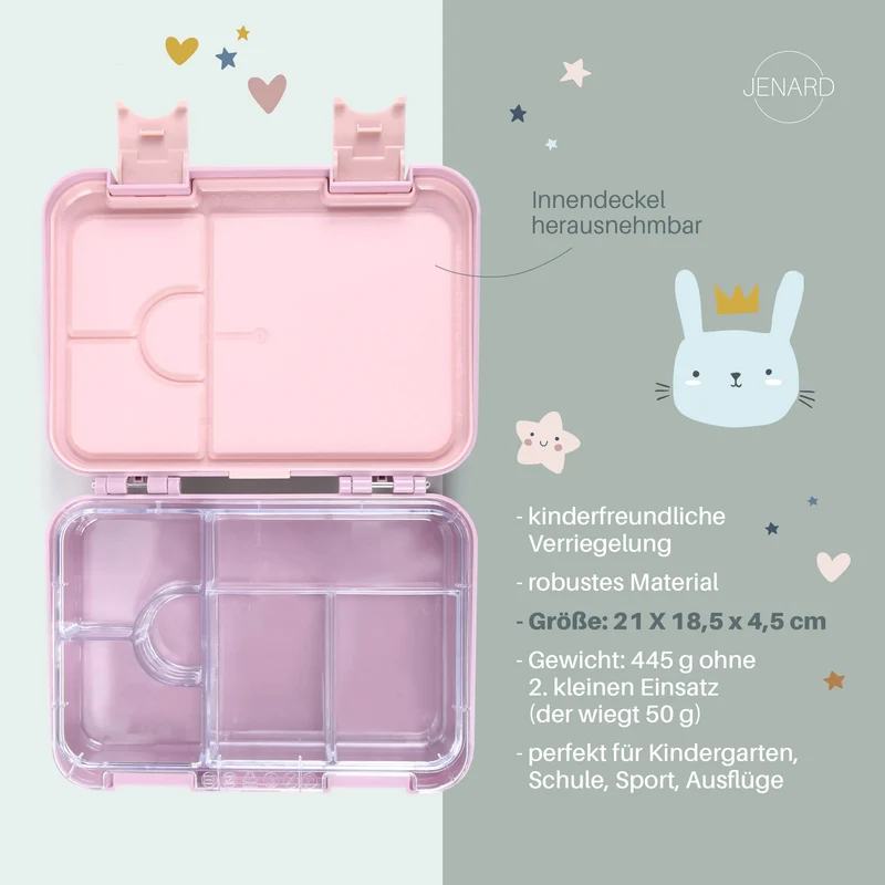 JENARD® SET Brotdose & Trinkflasche Edelstahl / Rosa - Regenbogen