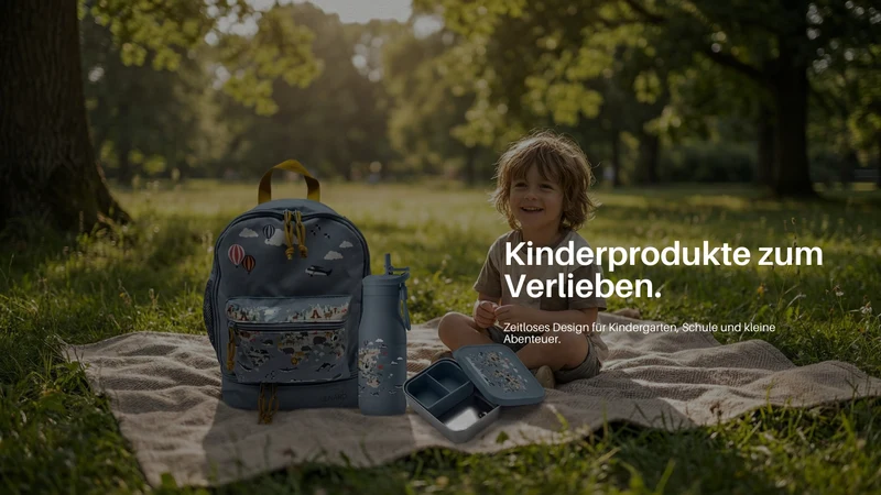 JENARD Brotdose & Trinkflasche Set für Kinder – Blau | Weltkarte