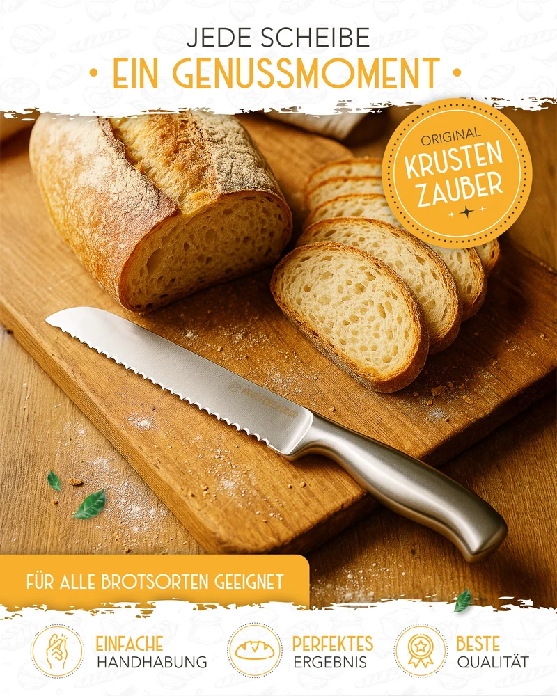 Brotmesser mit Wellenschnitt aus rostfreiem Edelstahl