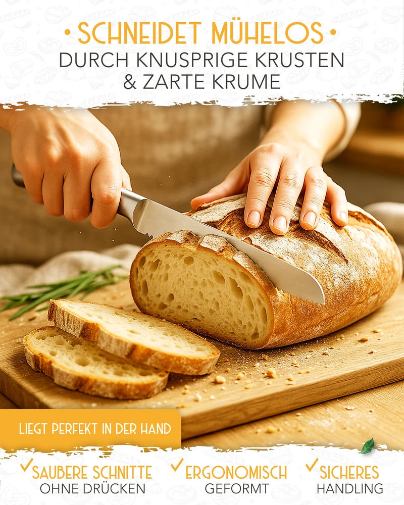 Brotmesser mit Wellenschnitt aus rostfreiem Edelstahl