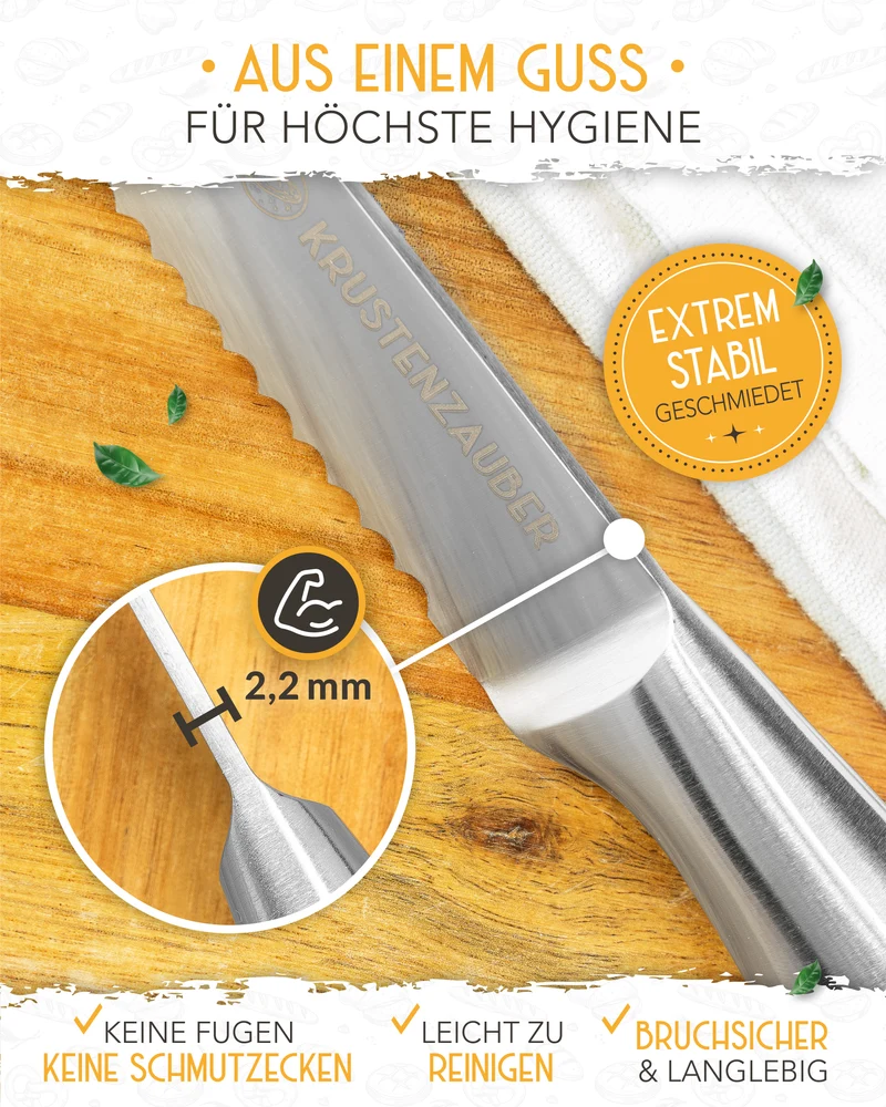 Brotmesser mit Wellenschnitt aus rostfreiem Edelstahl
