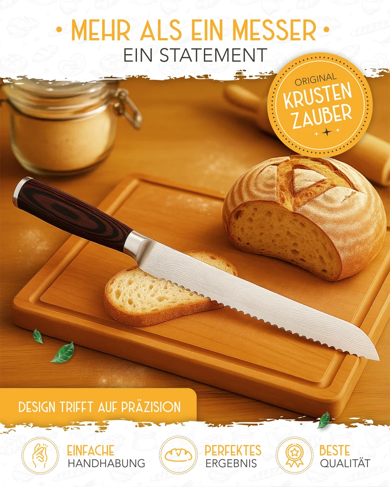 Brotmesser mit Wellenschnitt aus rostfreiem Edelstahl