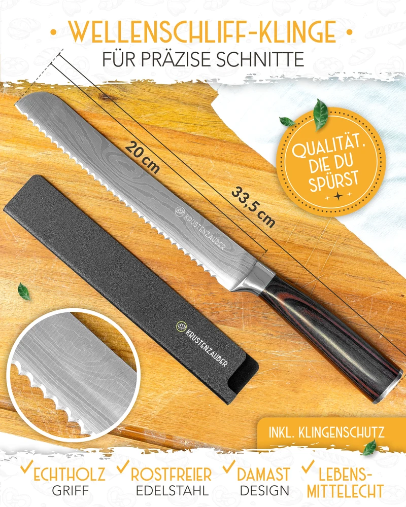 Brotmesser mit Wellenschnitt aus rostfreiem Edelstahl