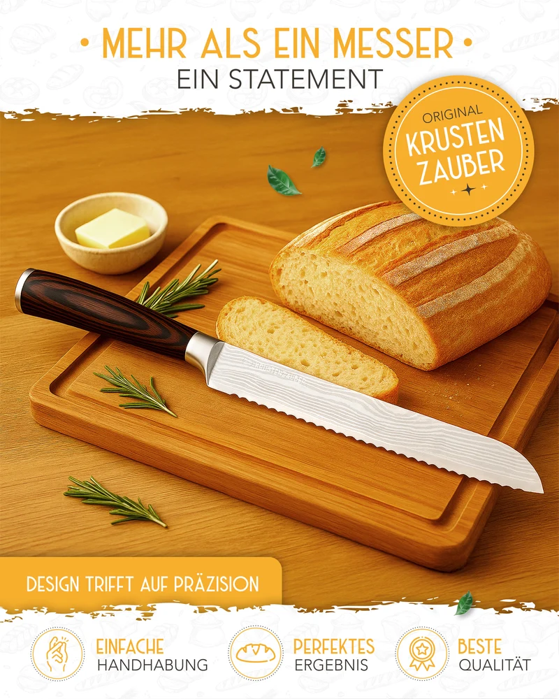Brotmesser mit Wellenschnitt aus rostfreiem Edelstahl