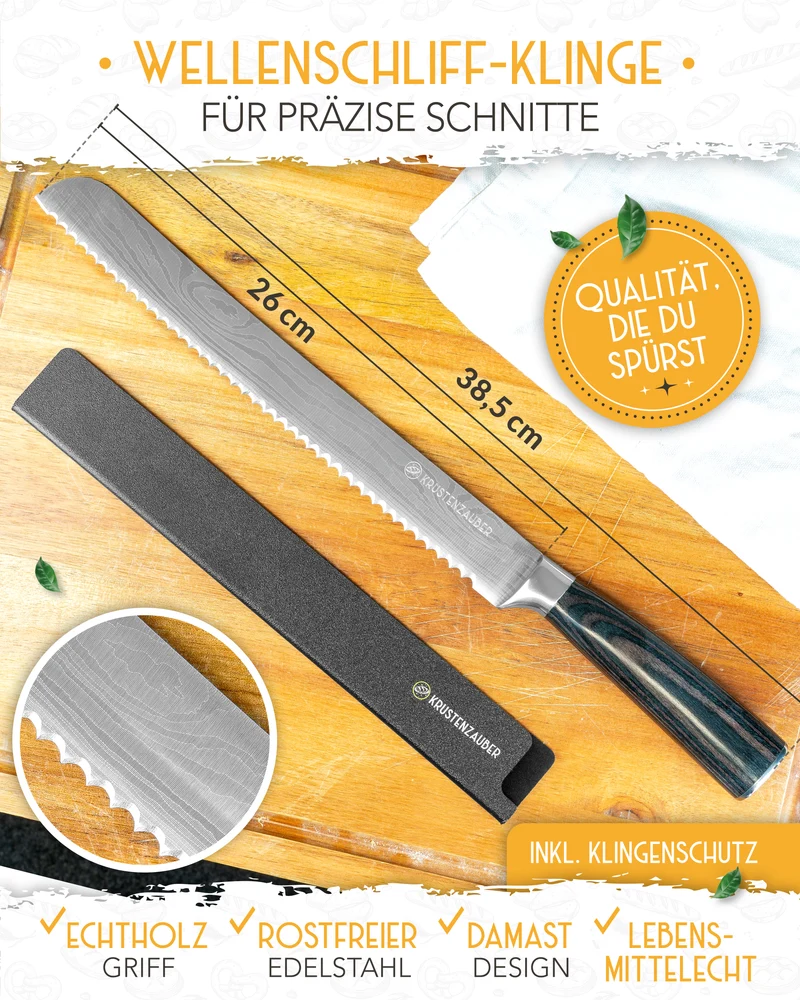 Brotmesser mit Wellenschnitt aus rostfreiem Edelstahl