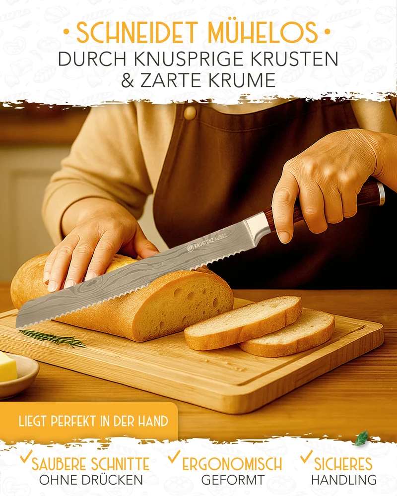 Brotmesser mit Wellenschnitt aus rostfreiem Edelstahl