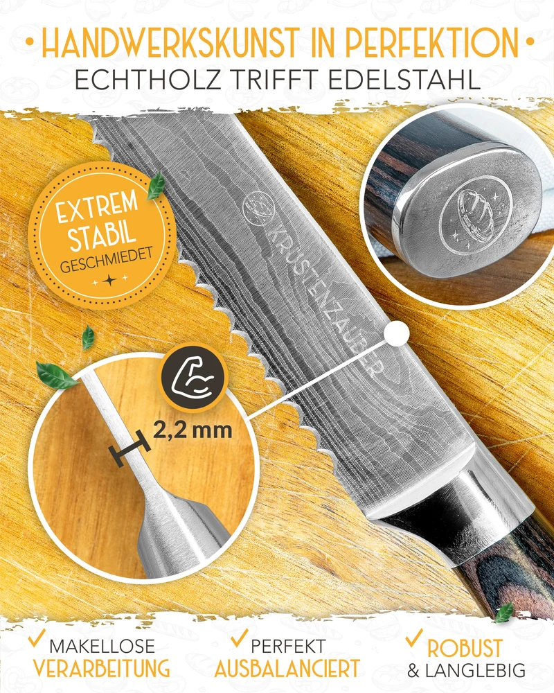 Brotmesser mit Wellenschnitt aus rostfreiem Edelstahl