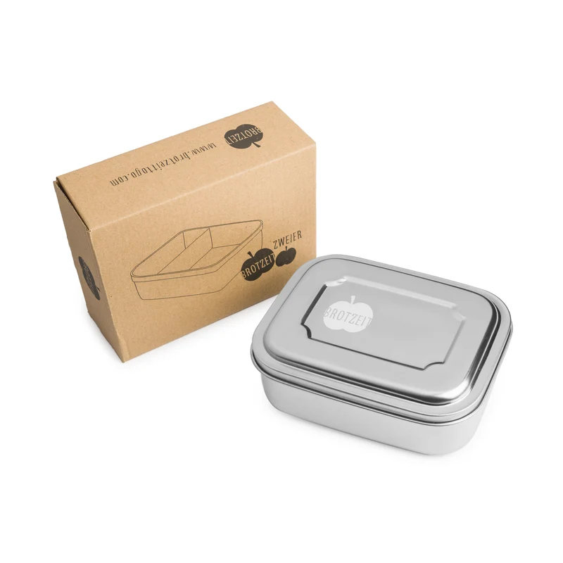 Brotzeit ZWEIER Lunchbox Brotdose Jausenbox mit Unterteilung aus Edelstahl, BPA-frei