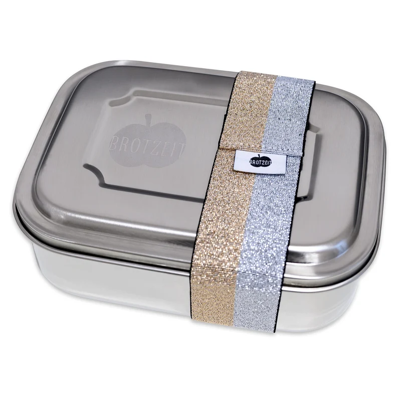 Brotzeit ZWEIER Lunchbox Brotdose Jausenbox mit Unterteilung aus Edelstahl, BPA-frei