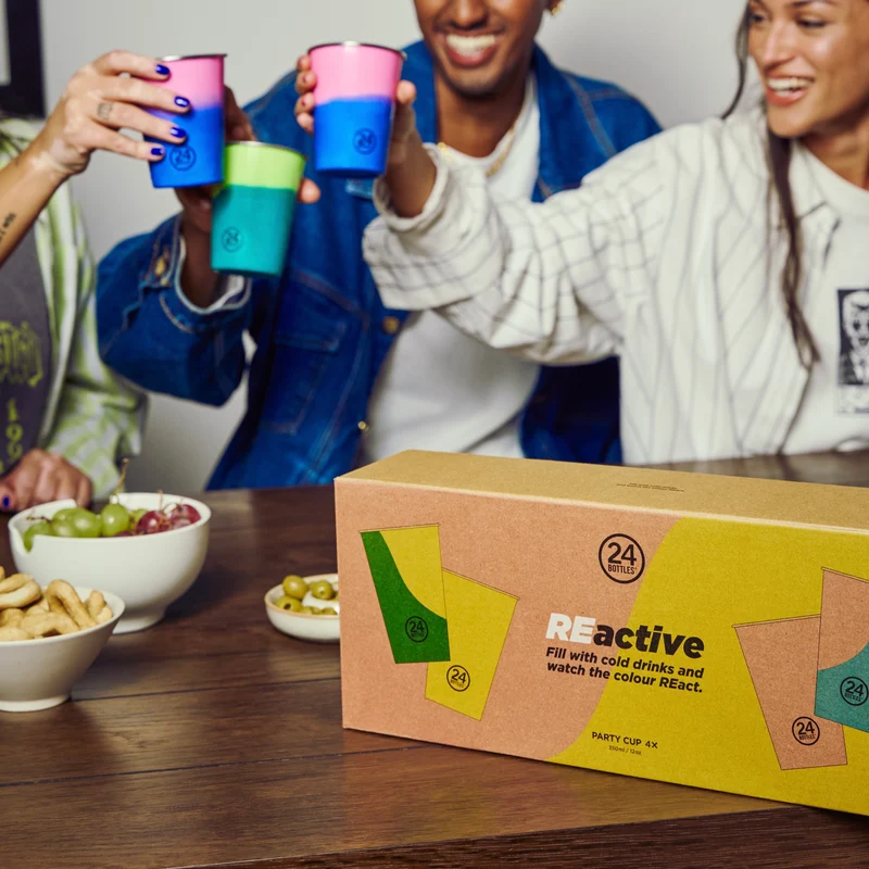 24bottles Becher REactive Cup aus Edelstahl - die Ihre Farbe ändern Edelstahlbecher Partybecher 4er