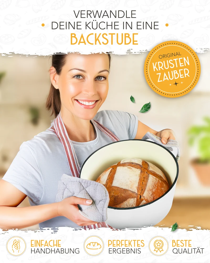 26cm Emaille Gusseisentopf in Weiß - Einzeln