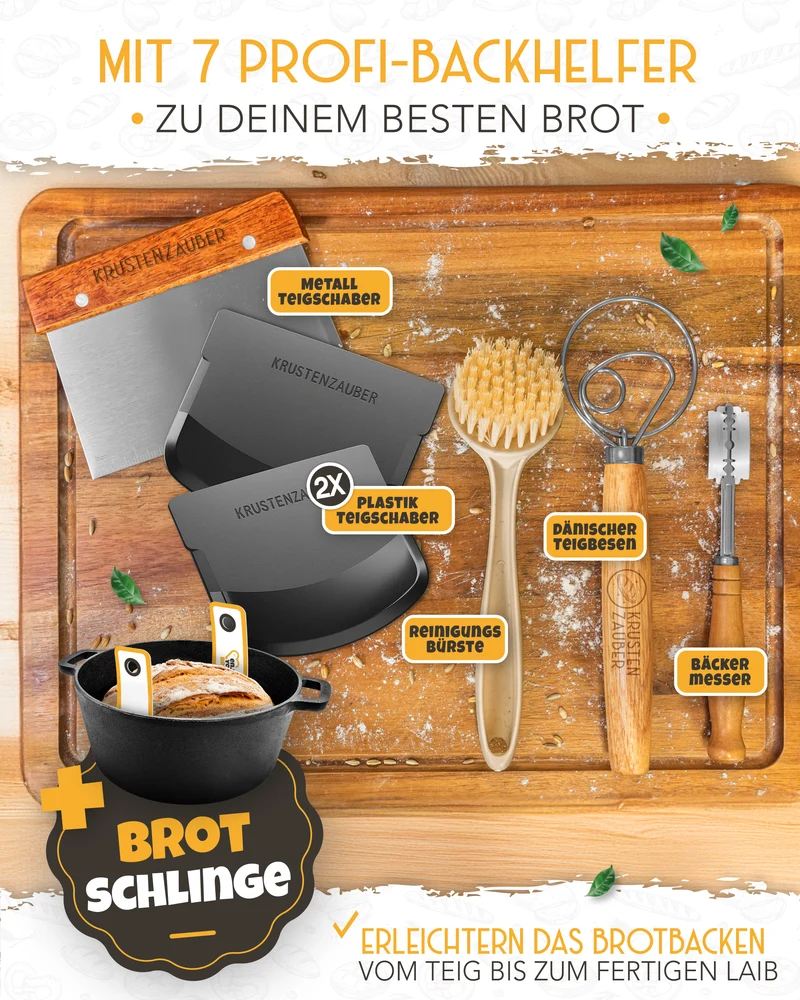 Brotliebe-Set – Gusseisentopf 4,7 l, Zubehör & Rezept-Booklet in stilvoller Verpackung