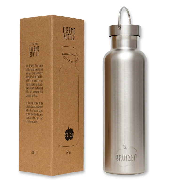 Brotzeit Thermosflasche embossed aus Edelstahl Trinkflasche 750ml