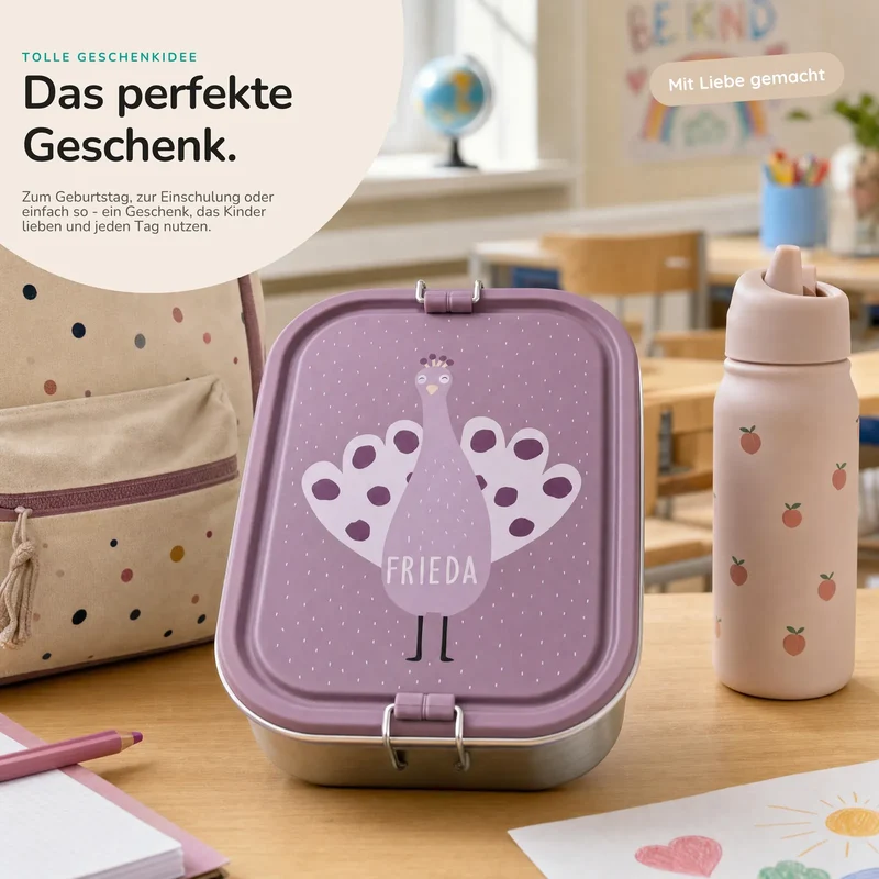 Trixie Brotdose Kinder personalisiert Pfau