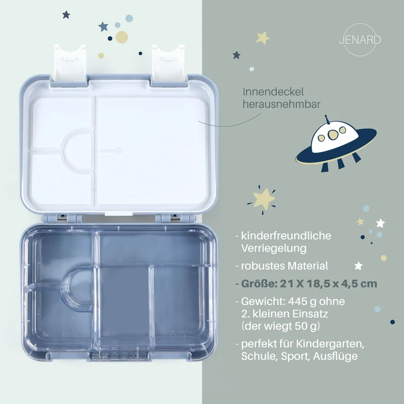 JENARD® SET Brotdose & Trinkflasche Edelstahl Blau / Weltraum Space