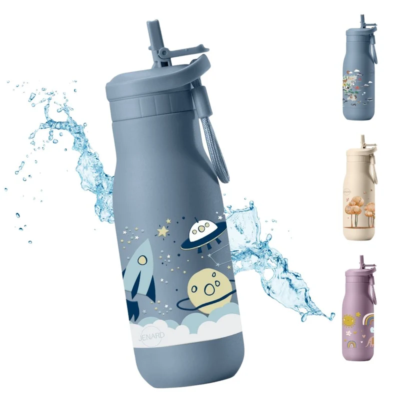 JENARD® Edelstahl Trinkflasche Kinder – Weltraum Blau