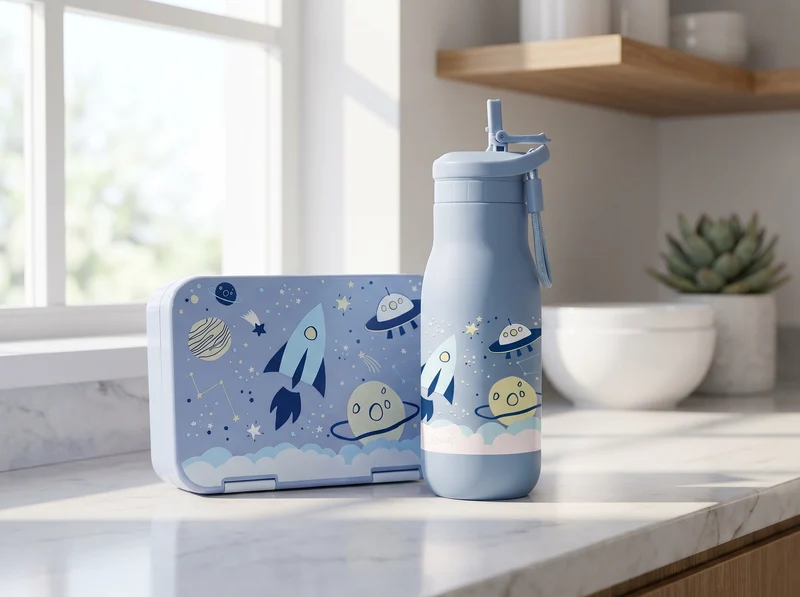 JENARD® Edelstahl Trinkflasche Kinder – Weltraum Blau