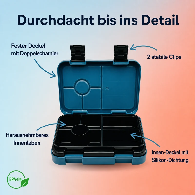 Kinder Brotdose mit Fächern – Astronaut Blau | JENARD®