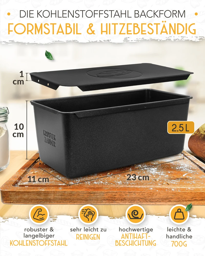 Kohlenstoffstahl Brotbackform mit Deckel