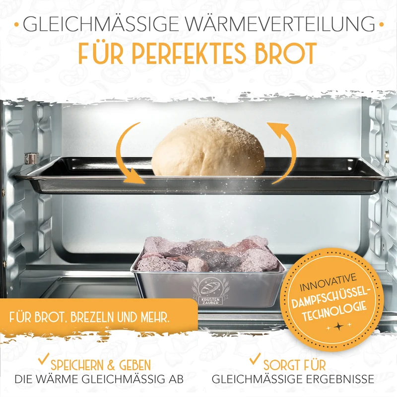 Lavasteine samt Edelstahl Dampfschüssel zum Brot backen
