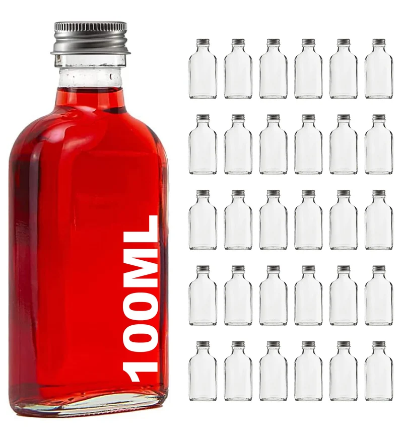 casavetro 30 Glasflaschen 100ml mit Schraubverschluss – Kleine Likörflaschen Schnapsflaschen zum Befüllen – Leere Flaschen 100 ml Glas
