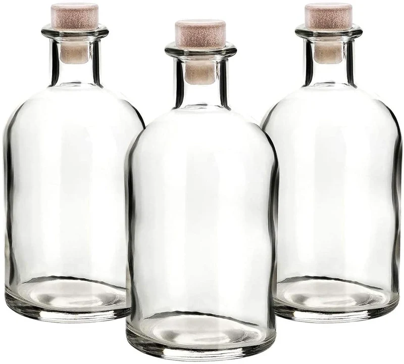 casavetro 12 x Glasflaschen 250ml Leere Likörflaschen 250 ml Apothekerflasche 0,25l mit Griffkorken zum Befüllen Kleine Glas Flasche Korken Likör Öl Essig Geschenk Weihnachten