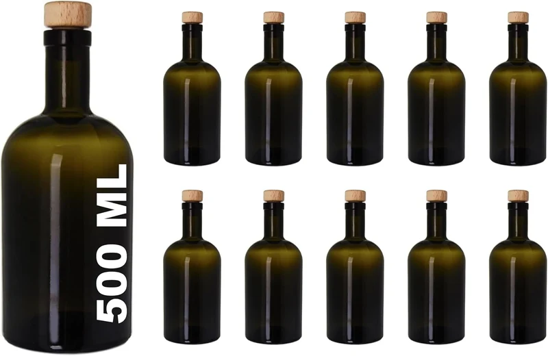 casavetro 3,4,6 oder 10 x 500 ml Leere Glasflaschen Apotheker-Braun HGK Weinflasche Schnapsflasche Essig Öl Glasflaschen 0,5 Liter l (10 x 500 ml)