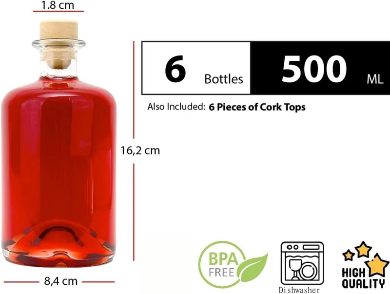 6 oder 10 x 500 ml leere Glasflaschen Apotheker-Flasche HGK Weinflasche Schnapsflasche Essig Öl Glasflaschen 0,5 Liter l Nr 1 von slkfactory (6 Stück)