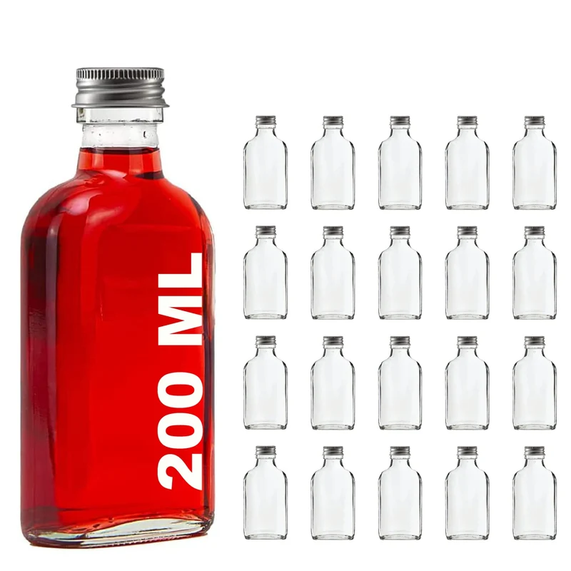 slkfactory 20 leere Glasflaschen 200ml Tasche mit Schraubverschluss zum selbst Abfüllen 0,2 Liter