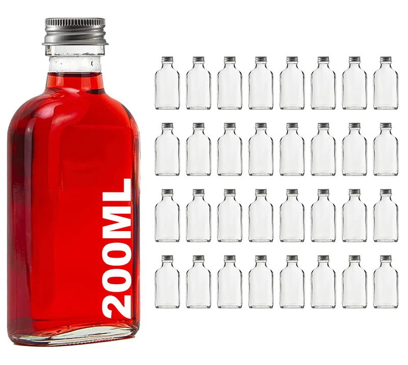 casavetro 32 Glasflaschen 200ml mit Schraubverschluss – Likörflaschen Schnapsflaschen zum Befüllen – Leere Flaschen 200 ml Glas