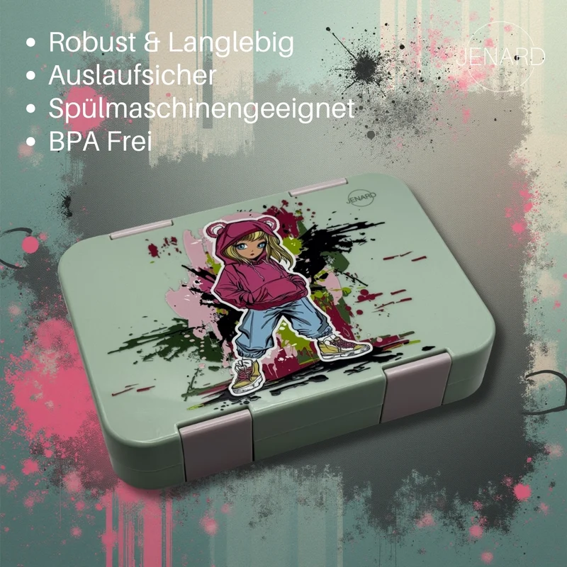 Kinder Brotdose mit Fächern – Girl Mintgrün | JENARD®