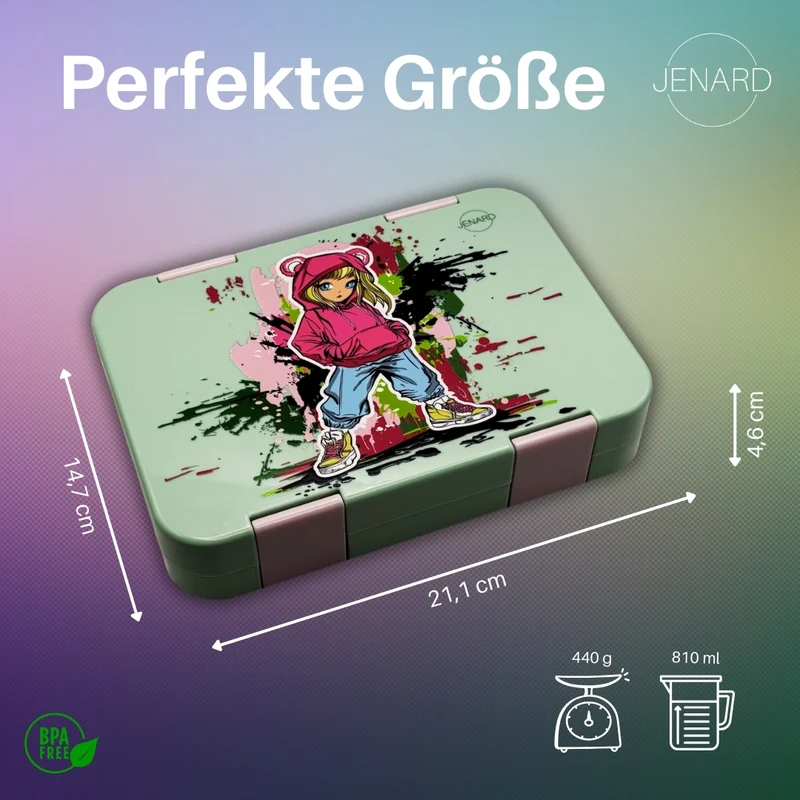 Kinder Brotdose mit Fächern – Girl Mintgrün | JENARD®