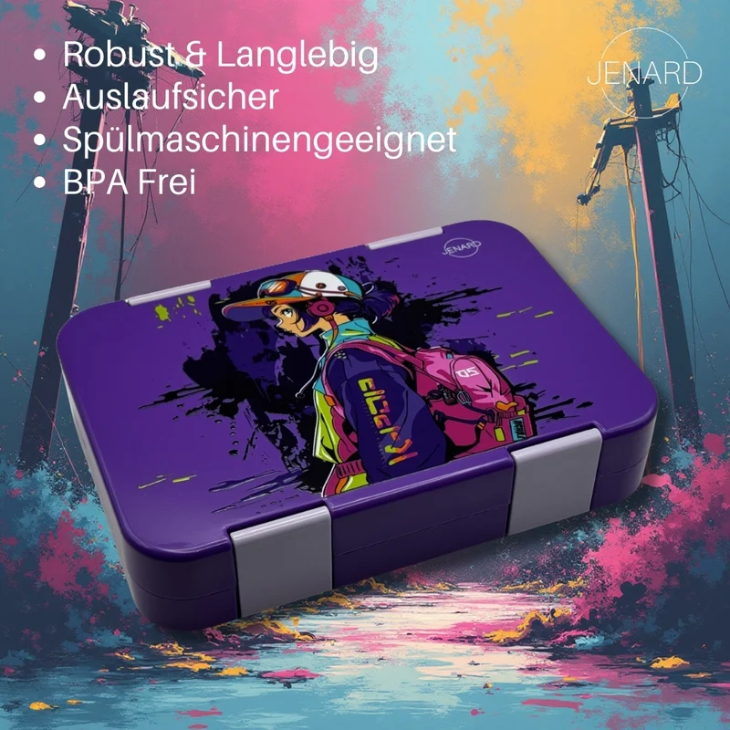 Kinder Brotdose mit Fächern – Anime Lila | JENARD®