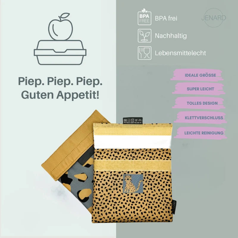 JENARD® Snack-Taschen/Brot-Taschen Set (2er-Pack) I Leo-Design | BPA-frei