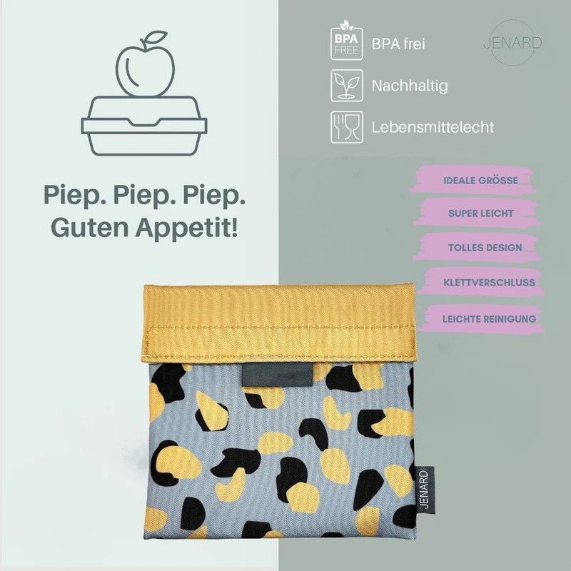JENARD® Snack-Taschen/Brot-Taschen Set (2er-Pack) I Leo-Design | BPA-frei