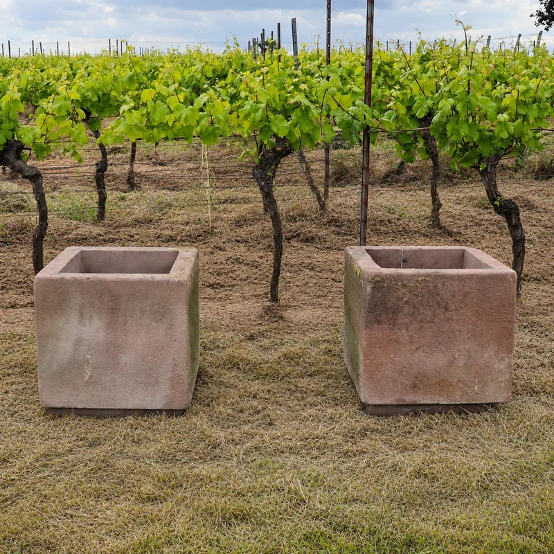2er Set Natursteintröge 60 x 60 x 56