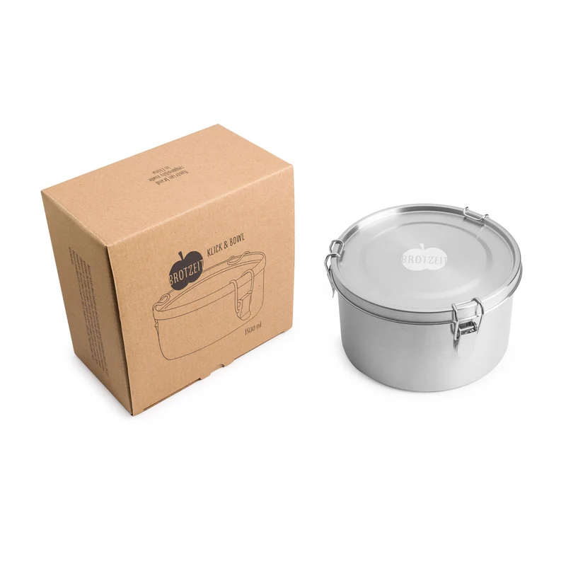 Brotzeit KLICK & BOWL dichte Brotdose Jausenbox aus Edelstahl 1,8l
