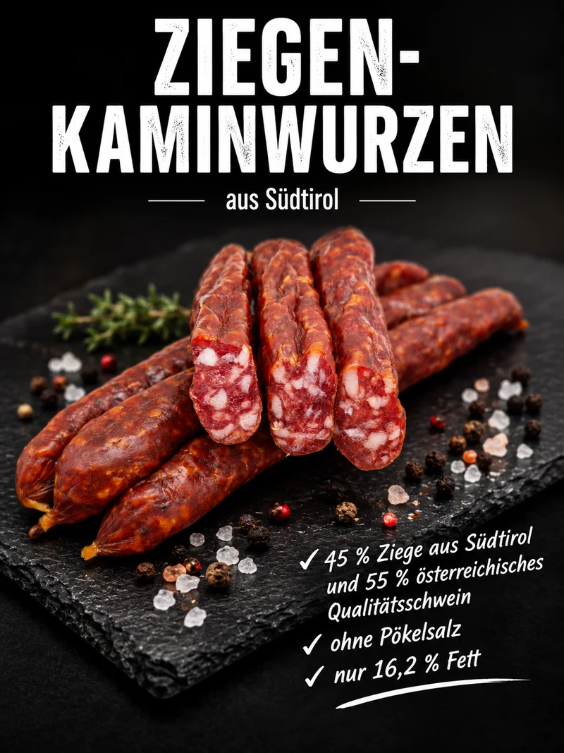 Ziegen- Kaminwurzen - ohne Pökelsalz