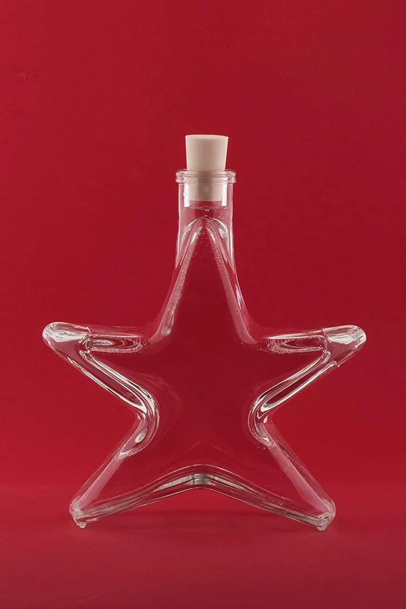 slkfactory 12 x 200 ml Stern Flaschen Glasflaschen Likörflaschen Schnapsflaschen Weihnachtsflaschen Weihnachten (12 x 200 ml-inkl.alles)