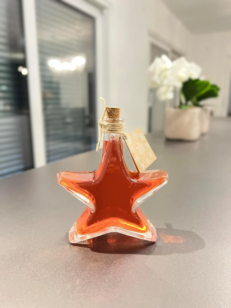 slkfactory 12 x 200 ml Stern Flaschen Glasflaschen Likörflaschen Schnapsflaschen Weihnachtsflaschen Weihnachten (12 x 200 ml-inkl.alles)